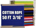 PerkHomy 500lb Cotton Rope 3/16" (5mm) 50 ft Multi Purpose Utility Diamond Braided Cord, Natural