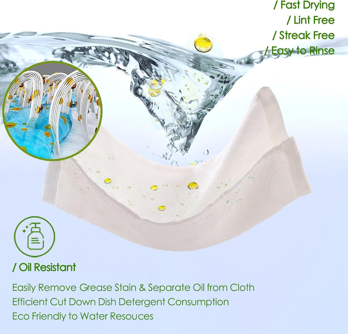Dish Cloths 6 Pack, 10x14 inch Small Kitchen Washcloths for Washing Dishes, Lint Free Fast Dry
