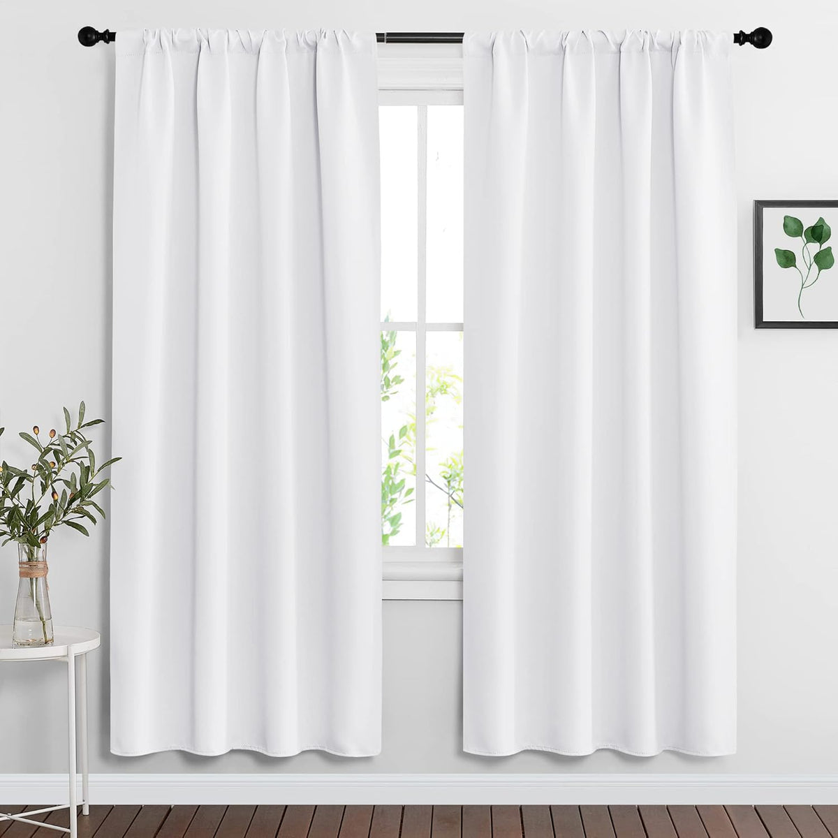 RYB HOME Window Decor Kitchen Curtain Drapes - 50% Blackout Thermal Insulated Curtains Set Rod