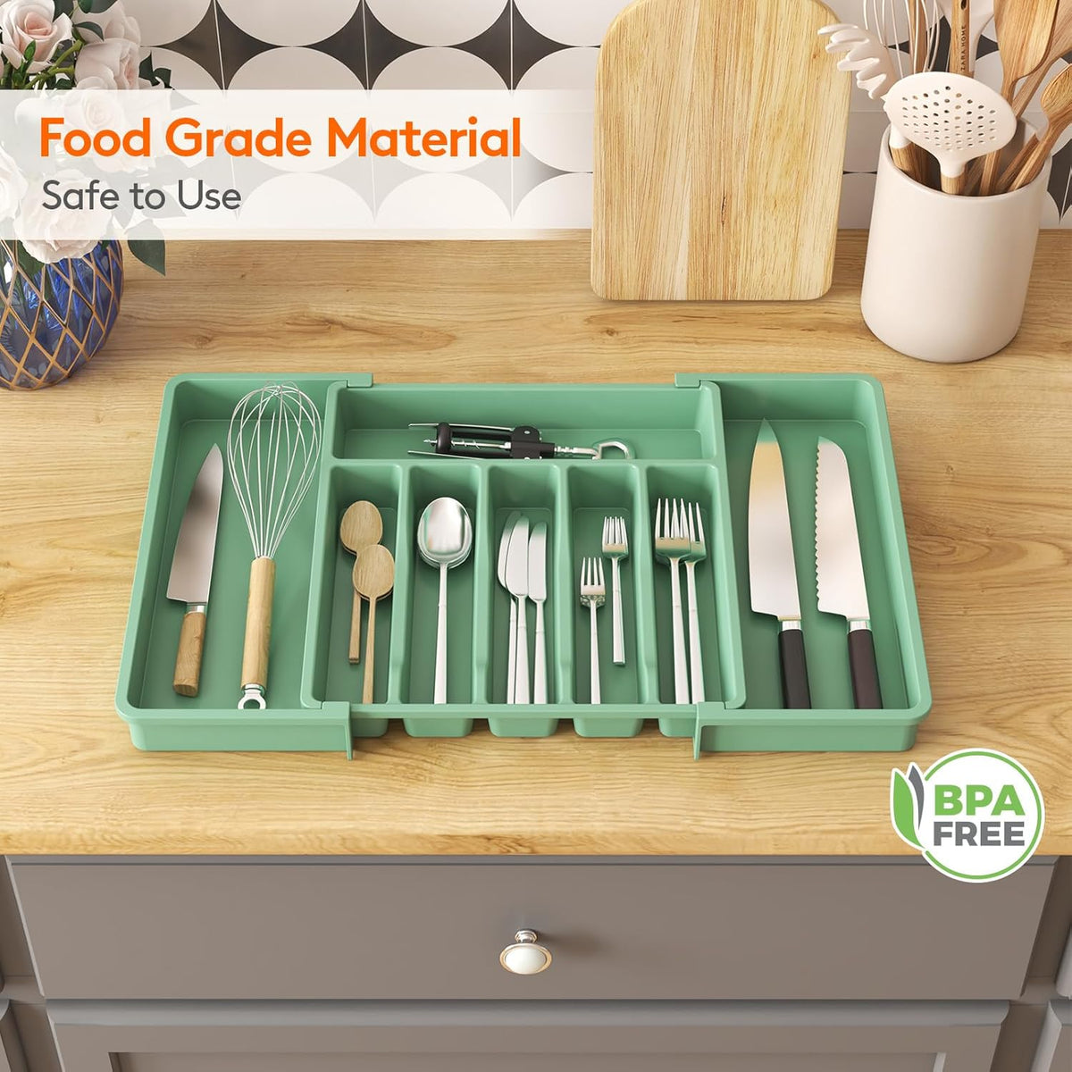 Lifewit Silverware Drawer Organizer, Expandable Utensil Tray for Kitchen, BPA Free Flatware and