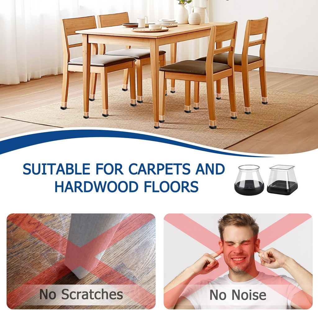 28 Pcs Chair Leg Sliders for Carpet, Round Chair Glides, Silicone Furniture Leg Protectors Caps