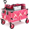 Sekey Pink Collapsible Foldable Wagon with 330lbs Weight Capacity, Heavy Duty Folding Wagon Cart