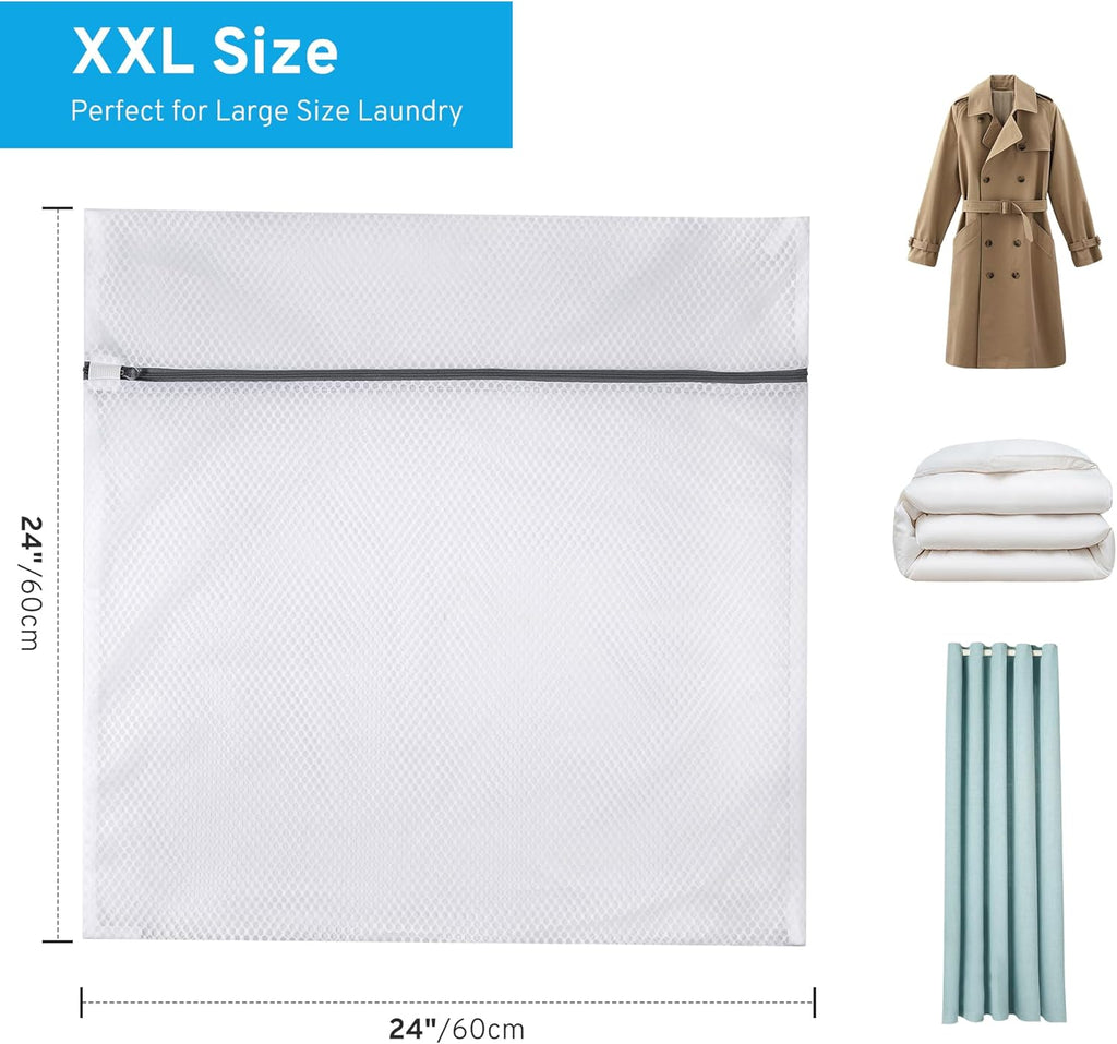 2 Pack XXL Durable Honeycomb Mesh Laundry Bags for Delicates with AUTO-Lock Zipper, Lingerie Bags