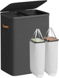 SONGMICS Laundry Basket, 44.9 Gal. Laundry Hamper, 2 Compartments, Easy Assembly, with Lid and