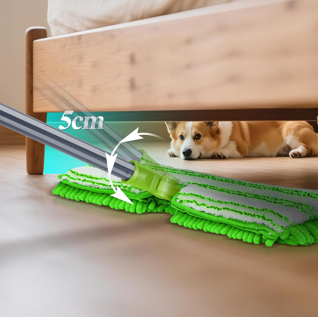 MASTERTOP Microfiber Mops for Floor Cleaning, Double-Sided Dust Mop with 4 Reusable & Washable Mop
