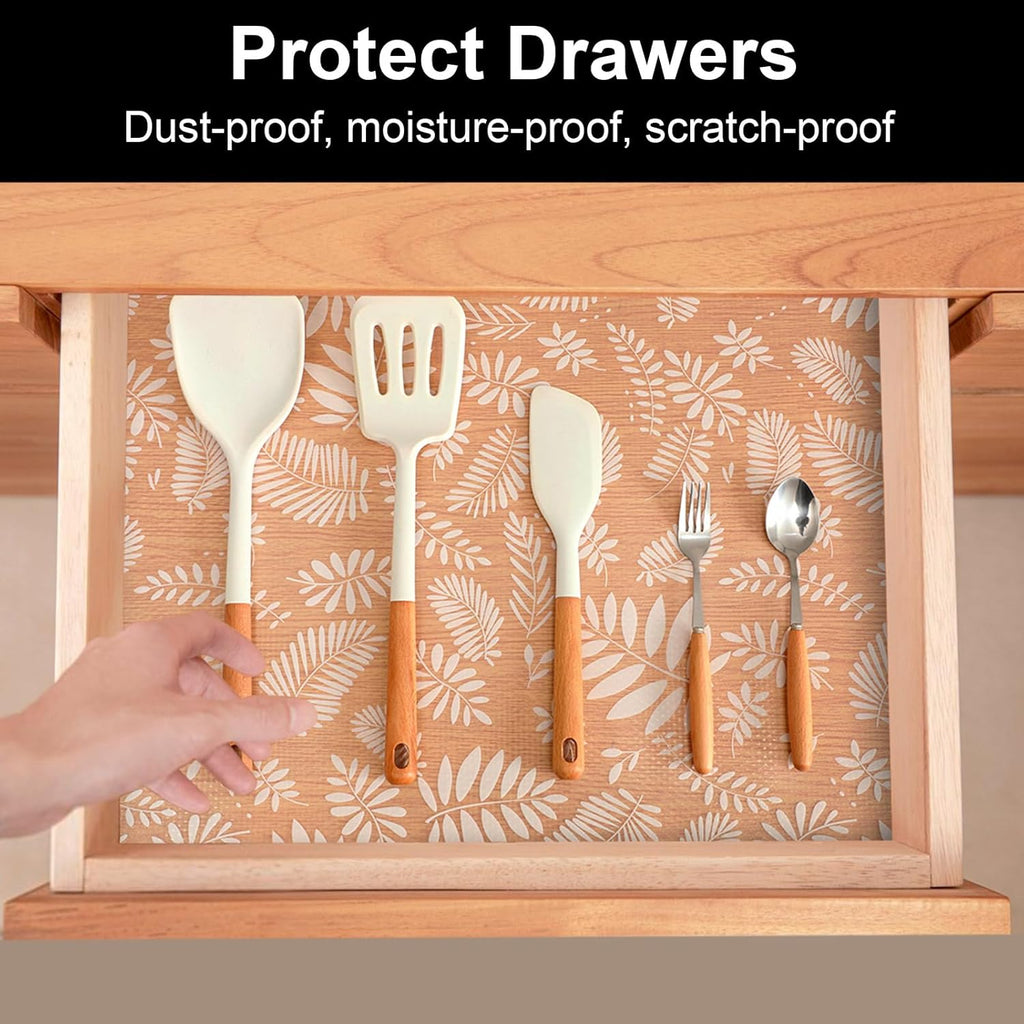 Cooyes Shelf and Drawer Liners for Kitchen Cabinets, Non Adhesive Cabinet Liner, EVA Waterproof