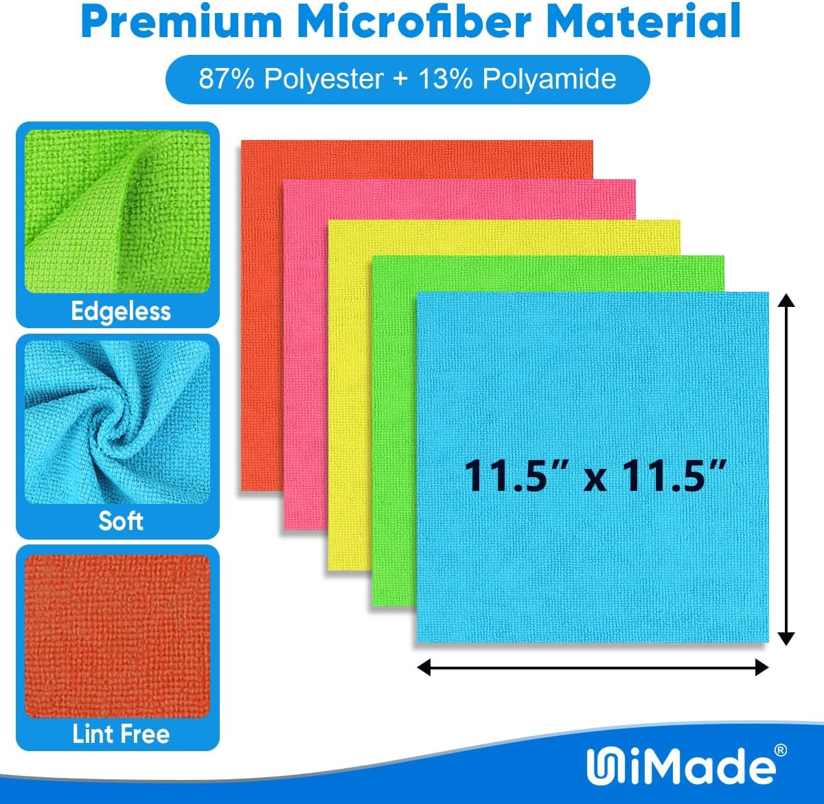 Microfiber Cleaning Cloth, 50PK Reusable Shop Rags Bulk Microfiber Cleaning Cloth Lint Free
