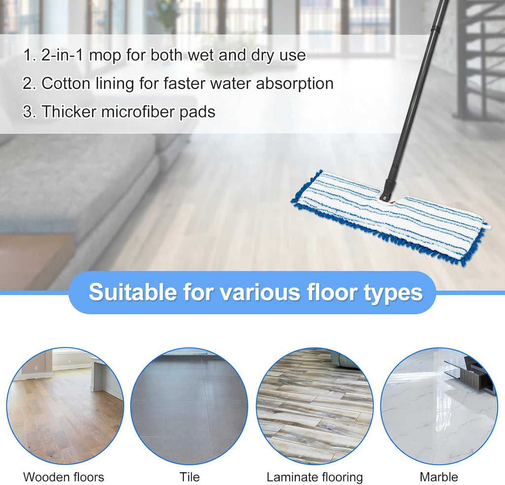 3 Pack Mop Heads Replacements for Ocedar Dual-Action Microfiber Flip Mop, Double Sided Mop Replace