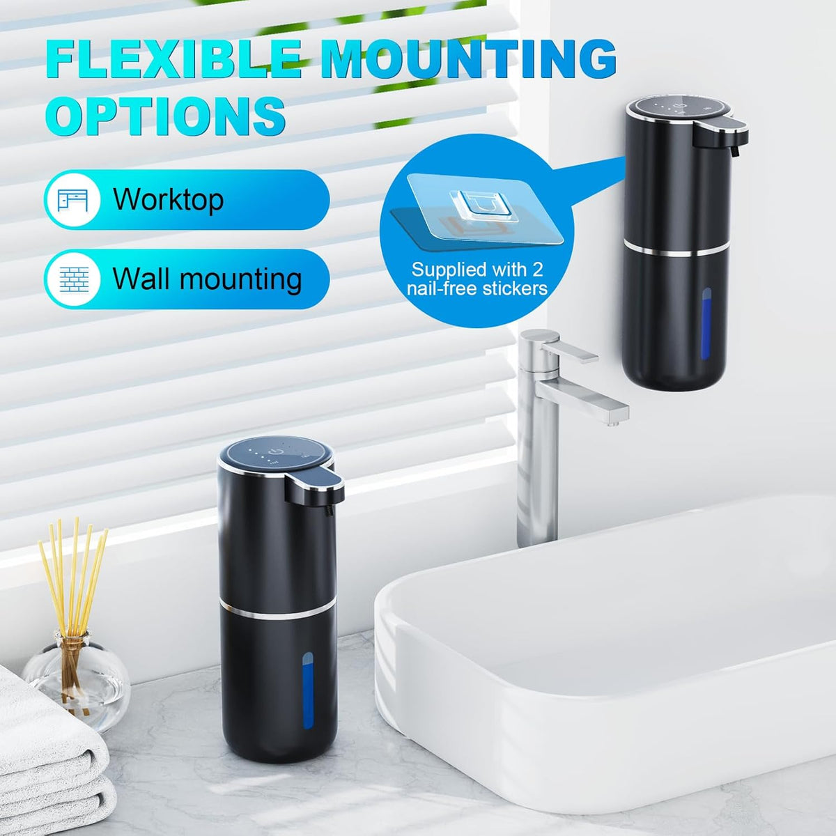 Automatic Liquid Soap Dispenser, 12.8oz/380ml Wall Mount Touchless Soap Dispenser with Sensor