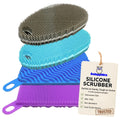 Asiopphire Silicone Sponges for Dishes, 4 Pack Dual-Sided Dish Scrubber