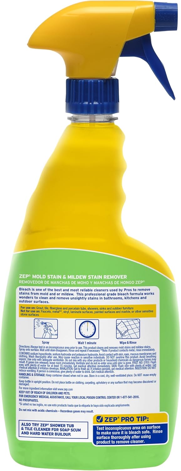 Zep Mold Stain and Mildew Stain Remover - 32 oz (Pack of 12) - ZUMILDEW32 - Experience the Power of