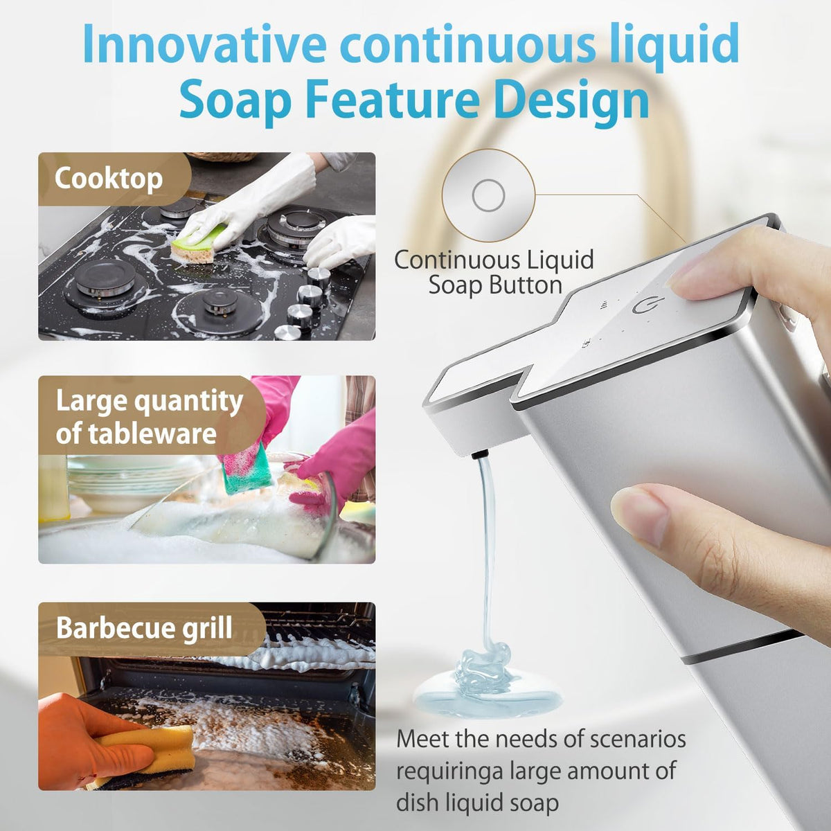 Automatic Liquid Soap Dispenser Touchless Soap Dispenser 380ml/12.8oz Rechargeable, Wall Mounted,4