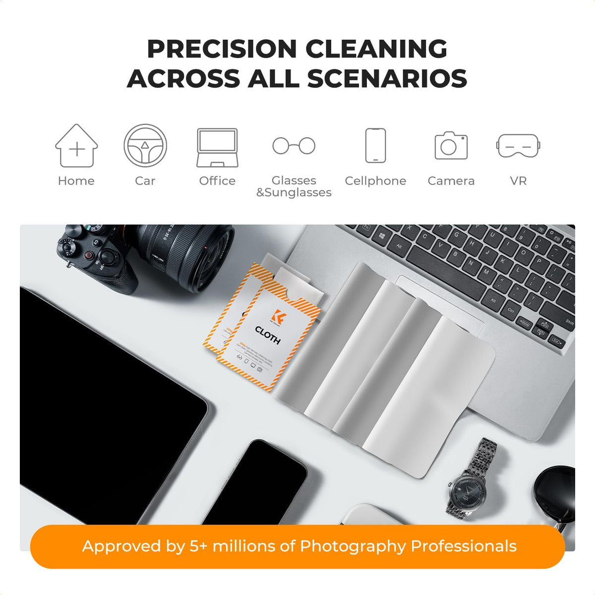 K&F CONCEPT 12 Pack Lens Cleaning Cloth | Microfiber Cleaning Cloth | Glasses Cleaning Cloths |
