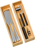 Kitchen Drawer Organizer Bins, Stackable Bamboo Deep Drawer Organizer for Silverware, Utensils