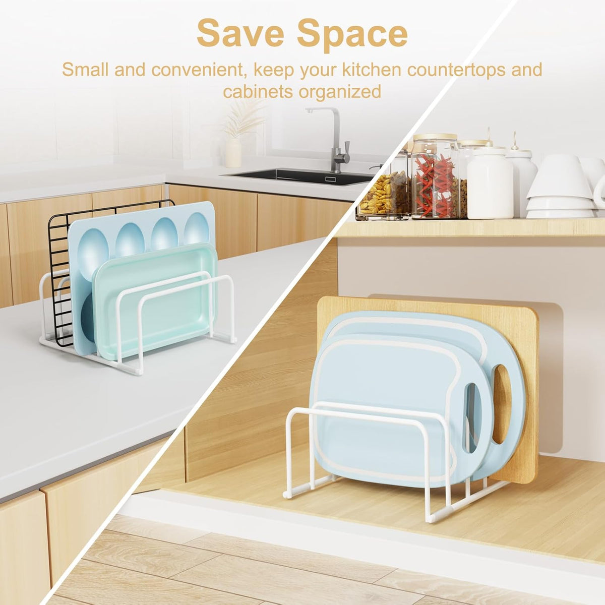 Cutting Board Organizer, 2Pcs Cutting Board Holder Rack Baking Cookie Pan Sheets Cooling Small