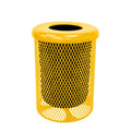 Coated Outdoor Furniture 32-Gallon Heavy-Duty Expanded Metal Round Trash Receptacle, Commercial