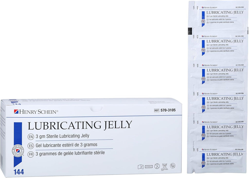 Henry Schein Sterile Lubricating Jelly – 3g Single-Use Packets, Ideal for Medical and Clinical Use
