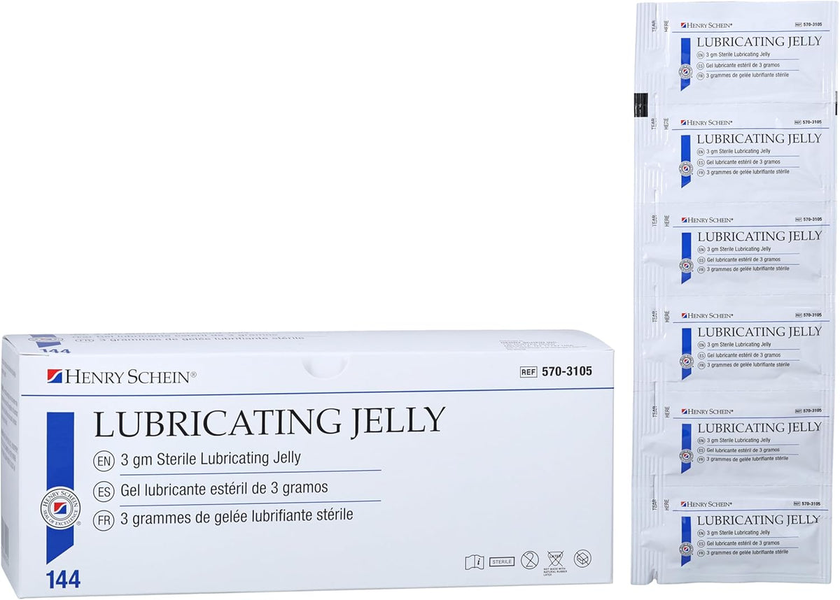 Henry Schein Sterile Lubricating Jelly – 3g Single-Use Packets, Ideal for Medical and Clinical Use