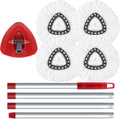 Spin Mop Head, Base, Handle Replacement for O-Ceda EasyWring 1 Tank System,4 Microfiber Mop
