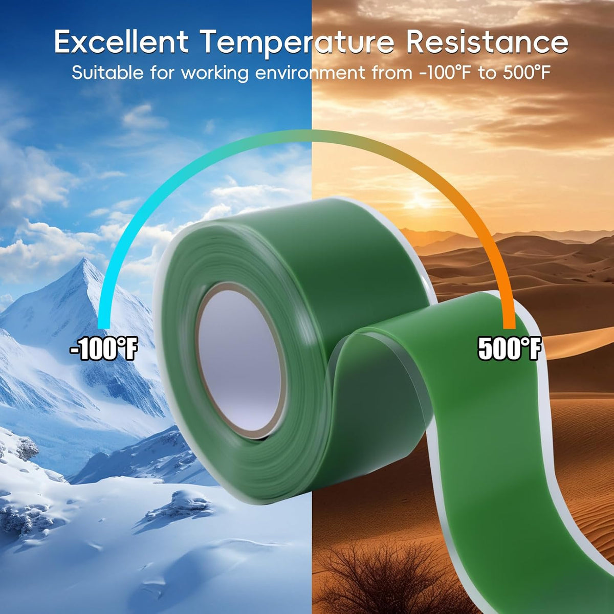 Self Fusing Silicone Tape 4 Rolls 1 in x 10' Green Waterproof Rescue Tape Rubber Leak Silicone