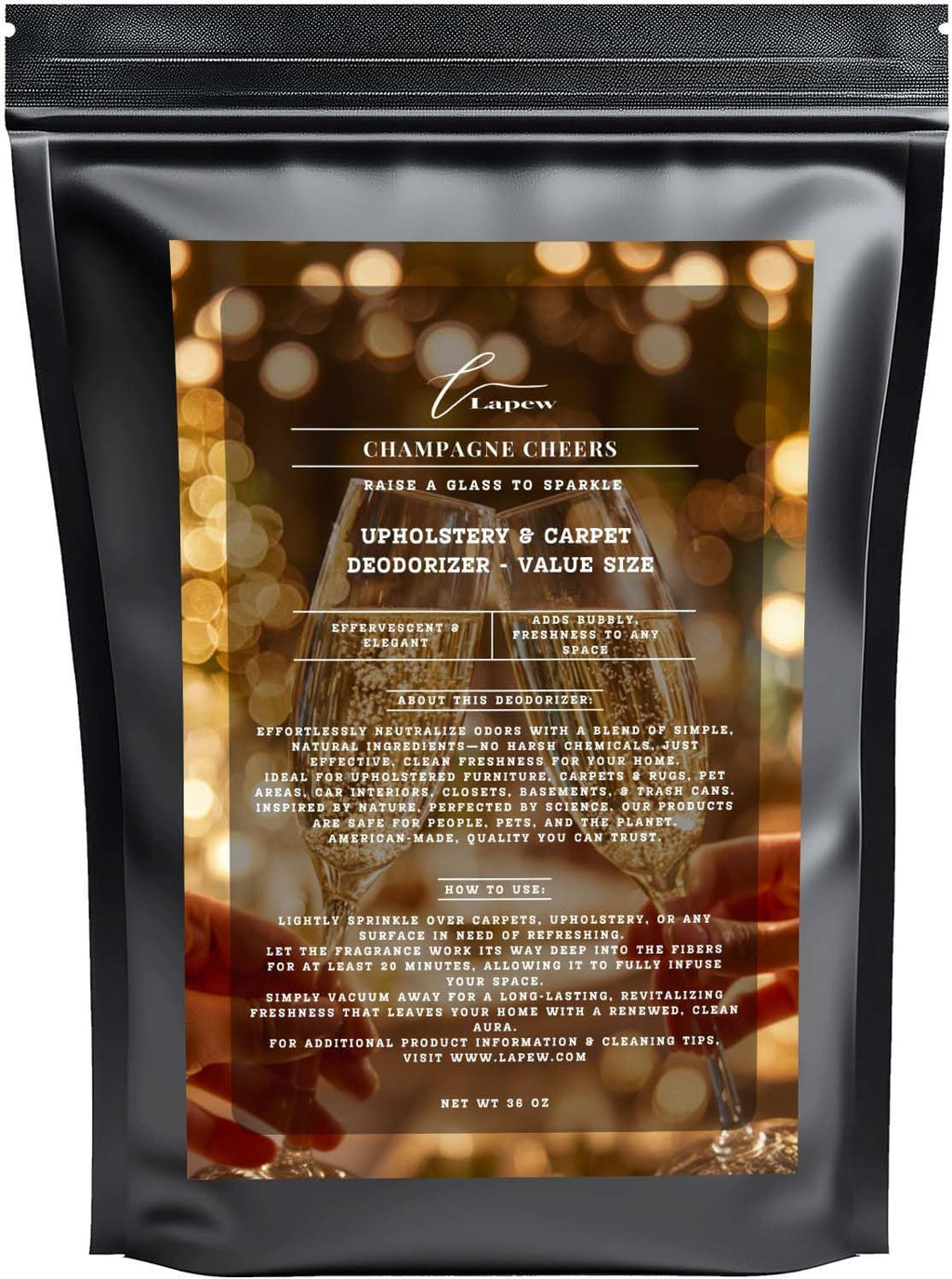 Champagne Cheers Carpet Freshener Powder Refill 36 oz | Powerful Odor Eliminator for Home |