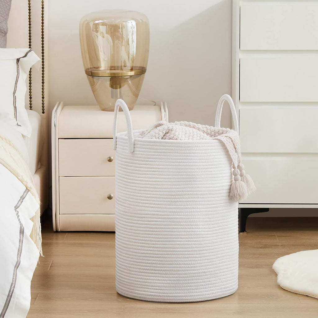 Woven Rope Laundry Hamper Basket by YOUDENOVA, 58L Tall Laundry Basket, Baby Nursery Hamper for
