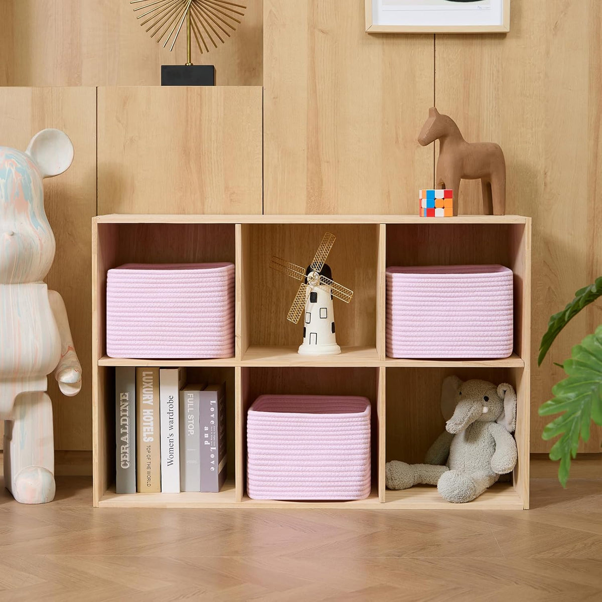 Small Organizing Baskets for Cubes Shelf, 9.7x9.7x7.1 Inch Rope Woven Storage Bins for Nursery