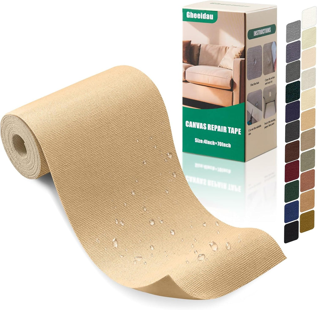 Canvas Repair Tape 4×70 Inch Waterproof Self-Adhesive Fabric Repair Patch for Repairing Boat