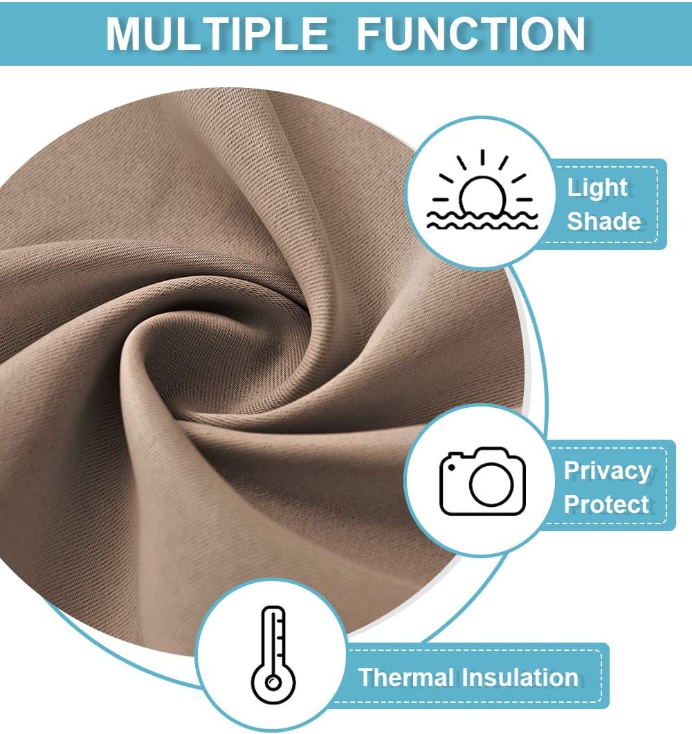 RYB HOME Blackout Curtains 63 inches Long - Energy Saving Insulation Large Window Curtain Blinds