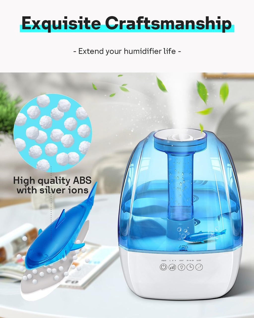 Leemone Humidifier Cleaner Shark, Demineralization Float Shark Compatible with All Humidifier and