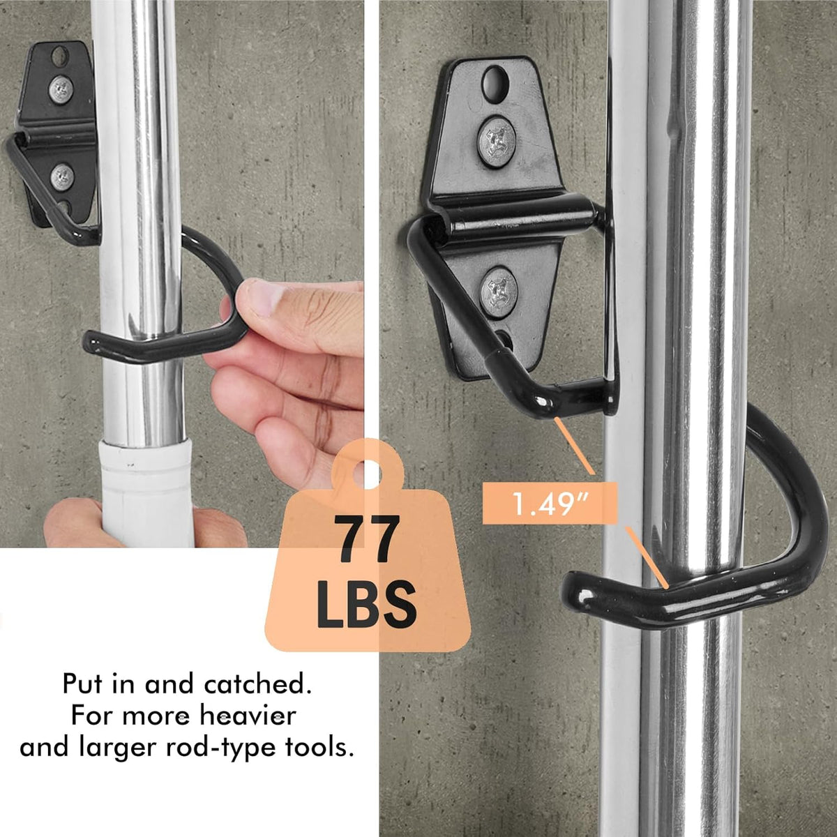 LIGHT DUST Broom Holder Wall Mount - 6 Pack Tool Hangers Garage Wall Hanging Organizer - Heavy Duty
