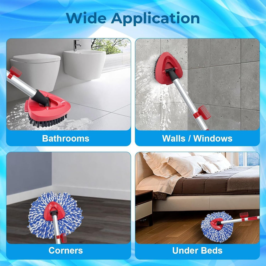 2 Pack Spin Mop Heads Replacement Compatible with O Cedar RinseClean 2 Tank, Upgraded Scrub Brush,4