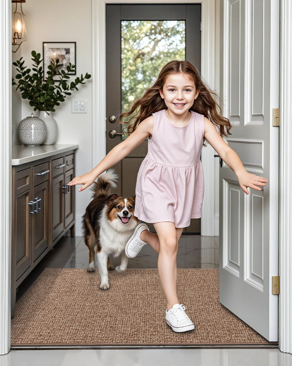 LUMI Indoor Door Mat 36"x56", Ultra Thin Low Profile Non-Slip Doormat for Home Entrance, Absorbent