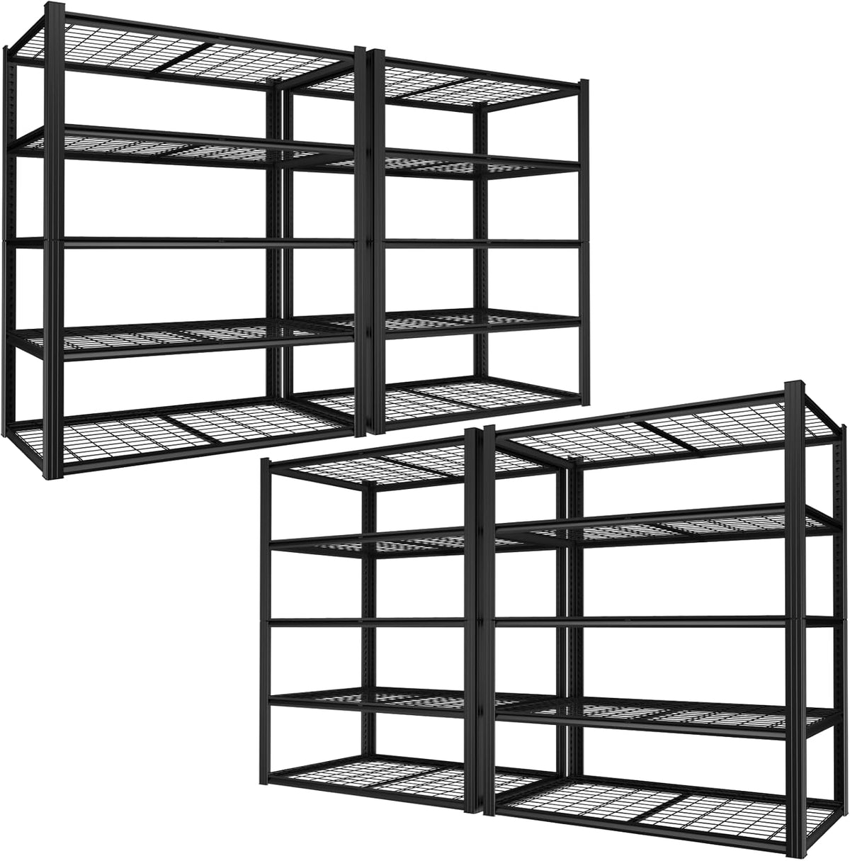 48" W Garage Shelving Heavy Duty,2800LBS Storage Shelves,5-Tier Adjustable Metal Shelving Utility