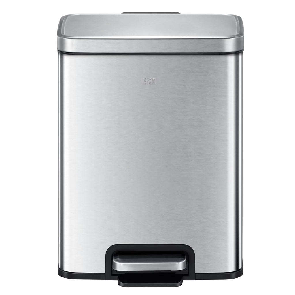 EKO Madison 6L / 1.6 Gal Bathroom Trash Can with Lid and Removable Inner Basket, Rectangular Small