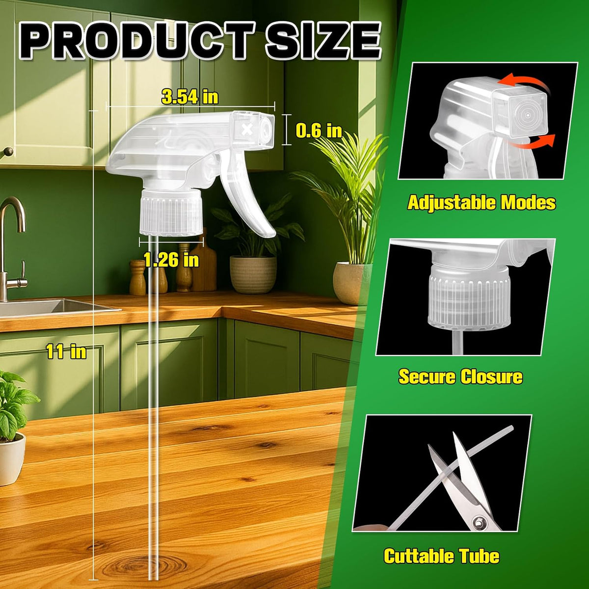 DIYSELF Spray-Bottle-Nozzle-Replacement, Universal Spray Bottle Top for Plastic Glass Bottles
