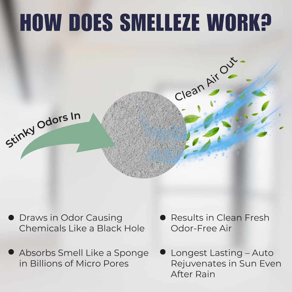 SMELLEZE Ultimate Odor Removal Bundle – 2 lb. Granules + 1 Reusable Pouch | Eliminates Tough Smells