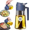 YARRAMATE 16oz/470ml Glass Olive Oil Sprayer for Cooking with Stickers, 2 in 1 Oil Dispenser for