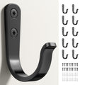 10Pcs Wall Hooks, Black Metal Coat and Towel Hooks, Holds Up to 40 lbs