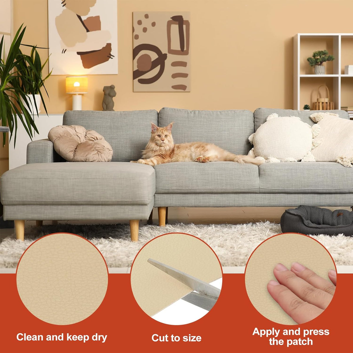 PATIKIL Leather Patches Tape for Furniture, 3.2 x 61 Inch Self Adhesive Vinyl Leather Repair Kit