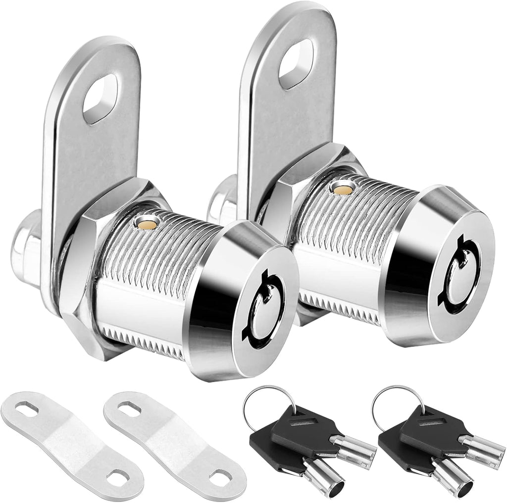 PTEROMY 2 Pack Cabinet Lock with Keys, 5/8'' Heavy Duty Tubular Cam Lock for RV Compartment Storage