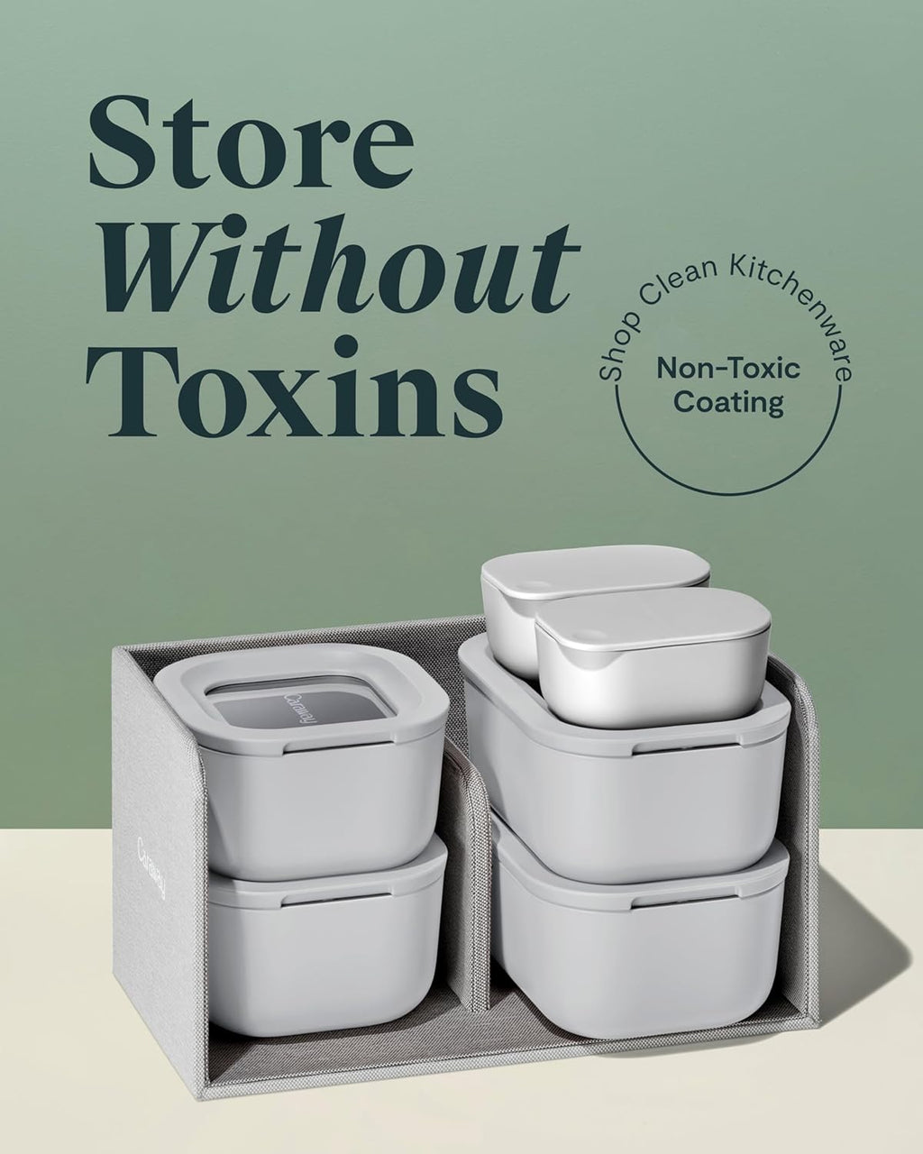 Caraway Mini Food Storage 11pc Set - Glass Storage Containers for Food - Non-Toxic Ceramic-Coated