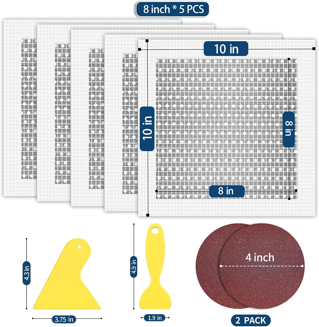 5pcs Drywall Patch Kit (8" x 8"), Self-Adhesive Fiberglass Wall Repair Patch Kit & Aluminum Metal