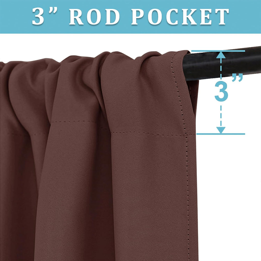 RYB HOME Rod Pocket Blackout Curtains for Bedroom Kitchen Living Room Office Light Block Energy