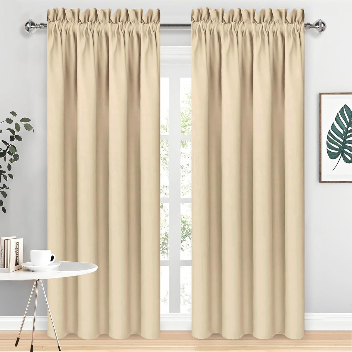 DWCN Blackout Curtains Room Darkening Thermal Insulated Bedroom Curtains Window Curtain Panels, 52