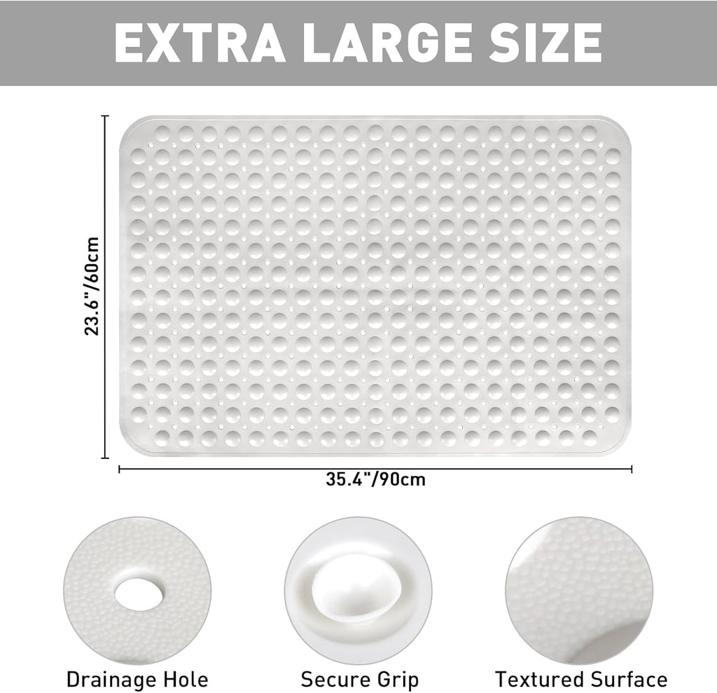 Shower Mat Non Slip: 35.4 x 23.6 Inch Extra Large TPE Shower Mats for Inside Shower - Anti Slip