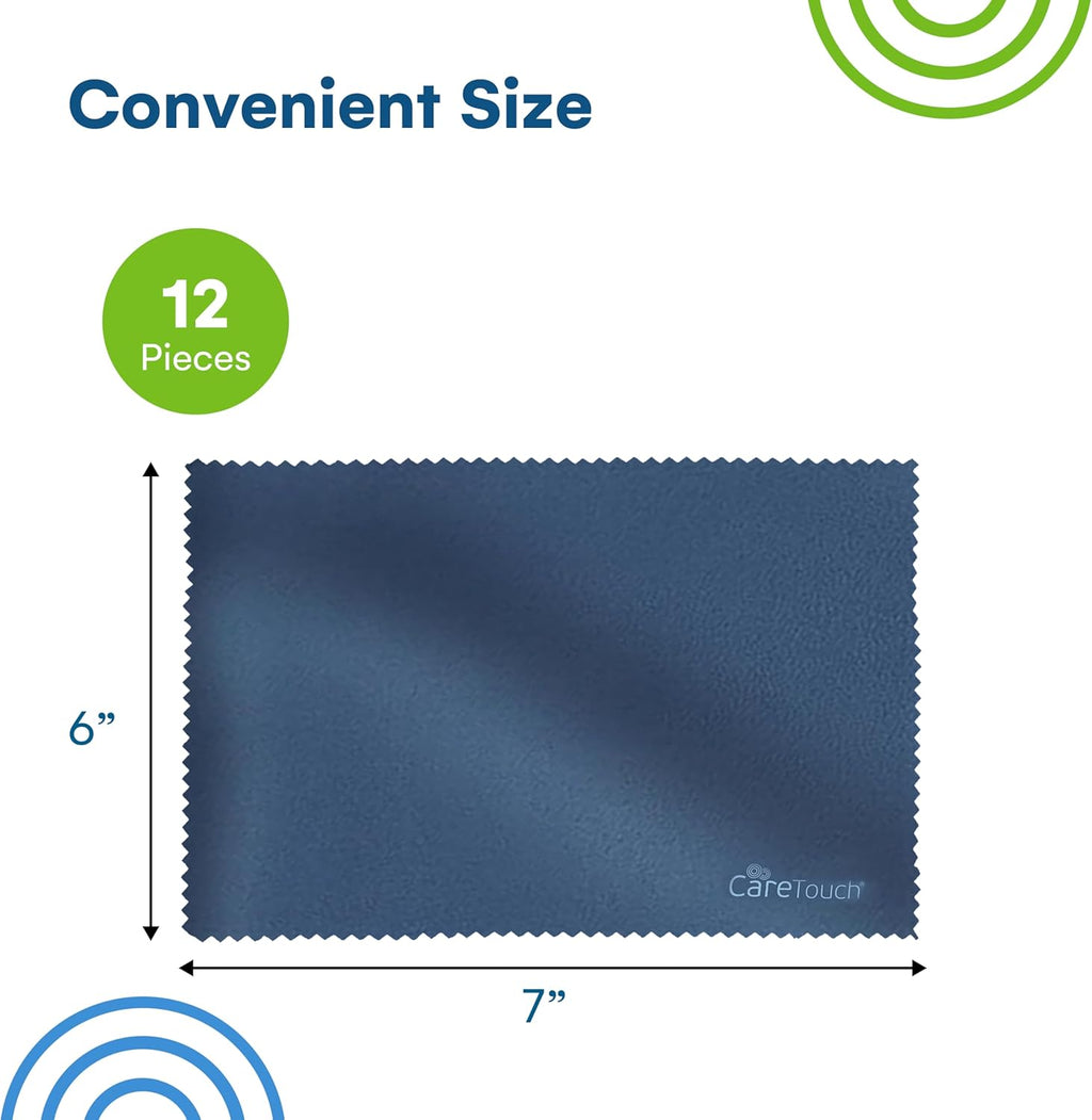 Care Touch Eyeglass Cleaning Cloth - 12 Pack of Microfiber Cleaning Cloth for Glasses, Lenses