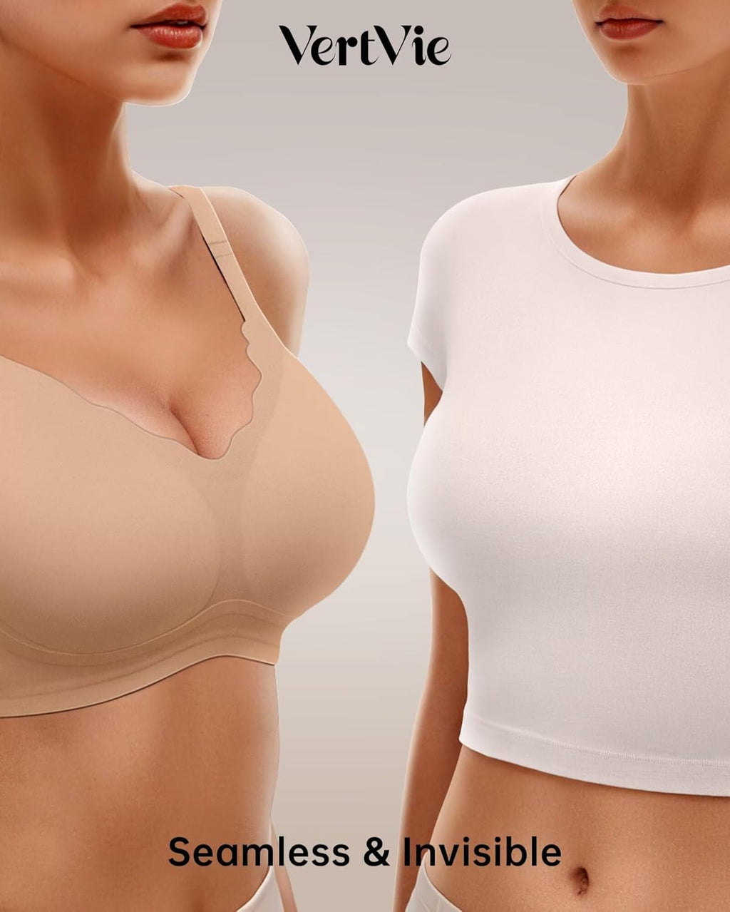 Vertvie Womens Seamless Bras No Underwire Supportive Wireless Push Up Full Coverage Bralette