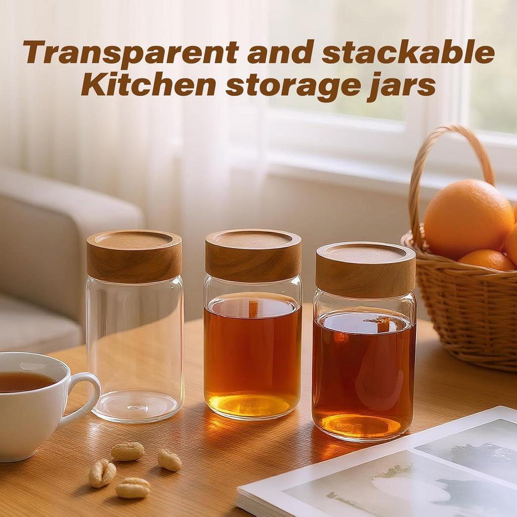 6-Pack 10 oz Airtight Food-Grade Glass Mason Jars with Acacia Wood Lids - Sealable, Waterproof &