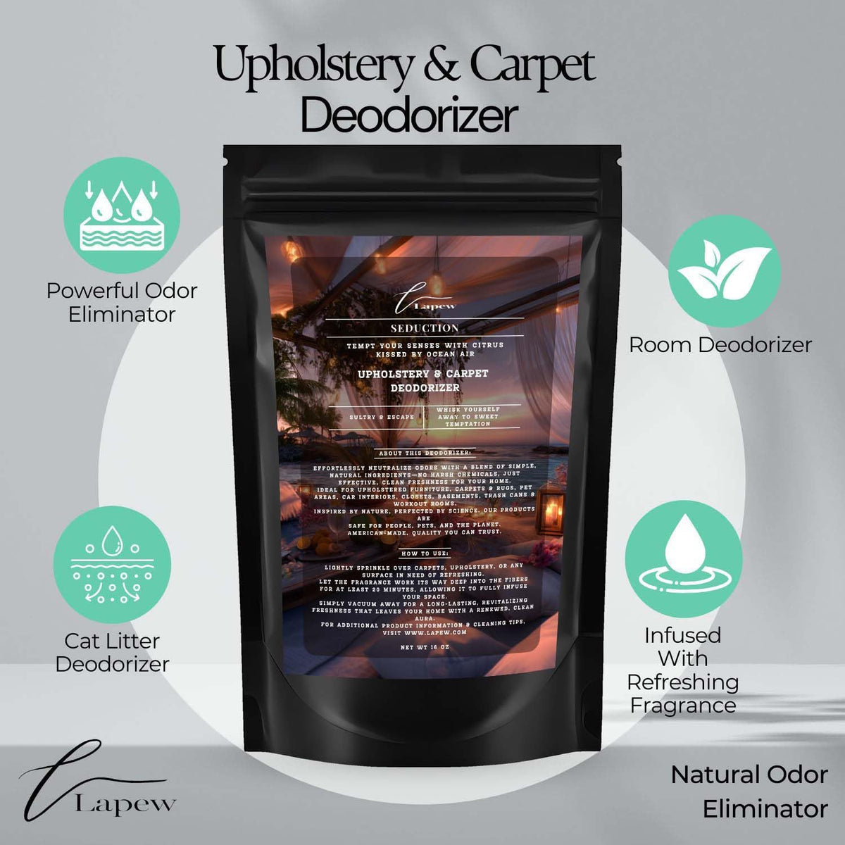 Seduction Carpet Freshener Powder: Powerful Odor Eliminator for Home, Upholstery Deodorizer, Carpet